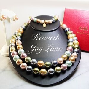 Kenneth Jay Lane Inaugural Pearl Parure - Necklace, Earrings & Bracelet 2009 EUC